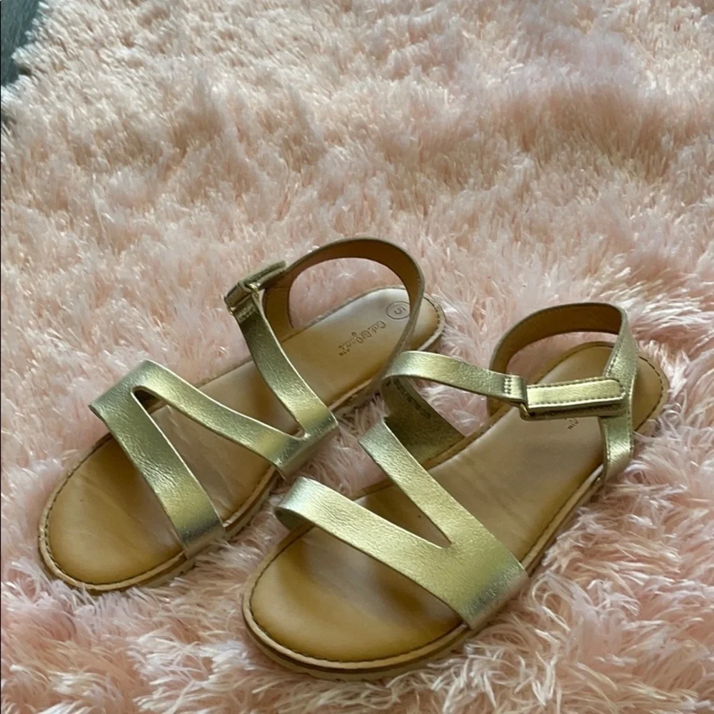 Cat & Jack Girls Gold Metallic Velcro Sandals